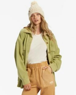 Billabong Anytime Shacket Oversized Button-Through Jacket AVOCADO (avo) -billabong shop abjft00350 billabongw avo frt1 1
