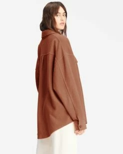 Billabong Anytime Shacket Oversized Button-Through Jacket SWEET CHOCOLATE (cnn0) -billabong shop abjft00350 billabongw cnn0 bck1 1