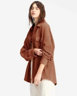 Billabong Anytime Shacket Oversized Button-Through Jacket SWEET CHOCOLATE (cnn0) -billabong shop abjft00350 billabongw cnn0 sd1 1