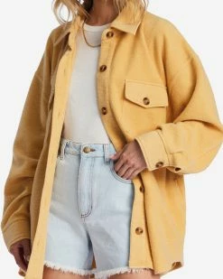 Billabong Anytime Shacket Oversized Button-Through Jacket GOLD COAST (ygy0) -billabong shop abjft00350 billabongw ygy0 dtl1