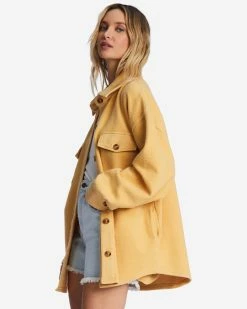 Billabong Anytime Shacket Oversized Button-Through Jacket GOLD COAST (ygy0) -billabong shop abjft00350 billabongw ygy0 sd1