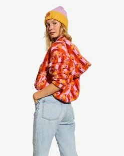 Billabong X Smiley Cozy Smiles Sweatshirt ORANGE KISS (nkg0) -billabong shop abjft00369 billabongw nkg0 bck1