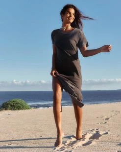 Billabong Summer Longline Knit Dress OFF BLACK (ofb) -billabong shop abjkd00139 billabongl ofb frt1 1