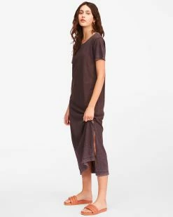 Billabong Summer Longline Knit Dress OFF BLACK (ofb) -billabong shop abjkd00139 billabongw ofb frt1