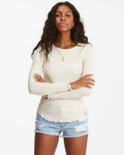 Billabong Fine By Me Long Sleeve Top ANTIQUE WHITE (anw) -billabong shop abjkt00268 billabongw anw frt1 1