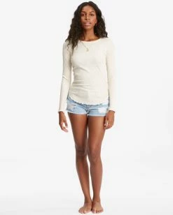 Billabong Fine By Me Long Sleeve Top ANTIQUE WHITE (anw) -billabong shop abjkt00268 billabongw anw frt9 1