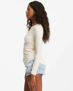 Billabong Fine By Me Long Sleeve Top ANTIQUE WHITE (anw) -billabong shop abjkt00268 billabongw anw sd1