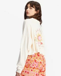 Billabong Beach Boyfriend Long Sleeve Crop Top ANTIQUE WHITE (anw) -billabong shop abjkt00282 billabongw anw bck1 1