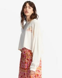 Billabong Beach Boyfriend Long Sleeve Crop Top ANTIQUE WHITE (anw) -billabong shop abjkt00282 billabongw anw sd1 1