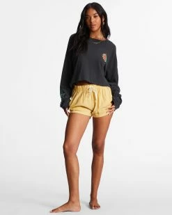 Billabong Beach Boyfriend Long Sleeve Crop Top BLACK SANDS (bsd) -billabong shop abjkt00282 billabongw bsd frt9