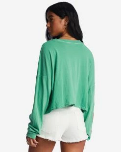 Billabong Beach Boyfriend Long Sleeve Crop Top SWEET GRASS (gkz0) -billabong shop abjkt00282 billabongw gkz0 bck1 1