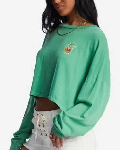 Billabong Beach Boyfriend Long Sleeve Crop Top SWEET GRASS (gkz0) -billabong shop abjkt00282 billabongw gkz0 dtl2