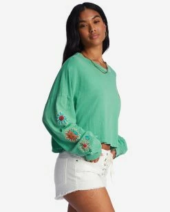 Billabong Beach Boyfriend Long Sleeve Crop Top SWEET GRASS (gkz0) -billabong shop abjkt00282 billabongw gkz0 sd1