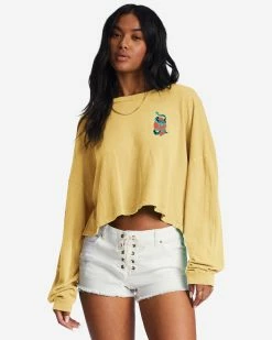 Billabong Beach Boyfriend Long Sleeve Crop Top SOL RISE (yer0)