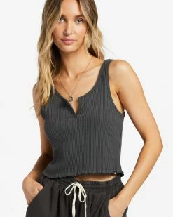 Billabong Notch Tank Ribbed Tank Top OFF BLACK (ofb) -billabong shop abjkt00304 billabongw ofb dtl1