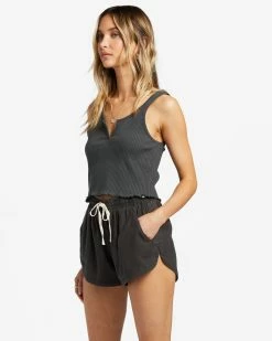 Billabong Notch Tank Ribbed Tank Top OFF BLACK (ofb) -billabong shop abjkt00304 billabongw ofb sd1