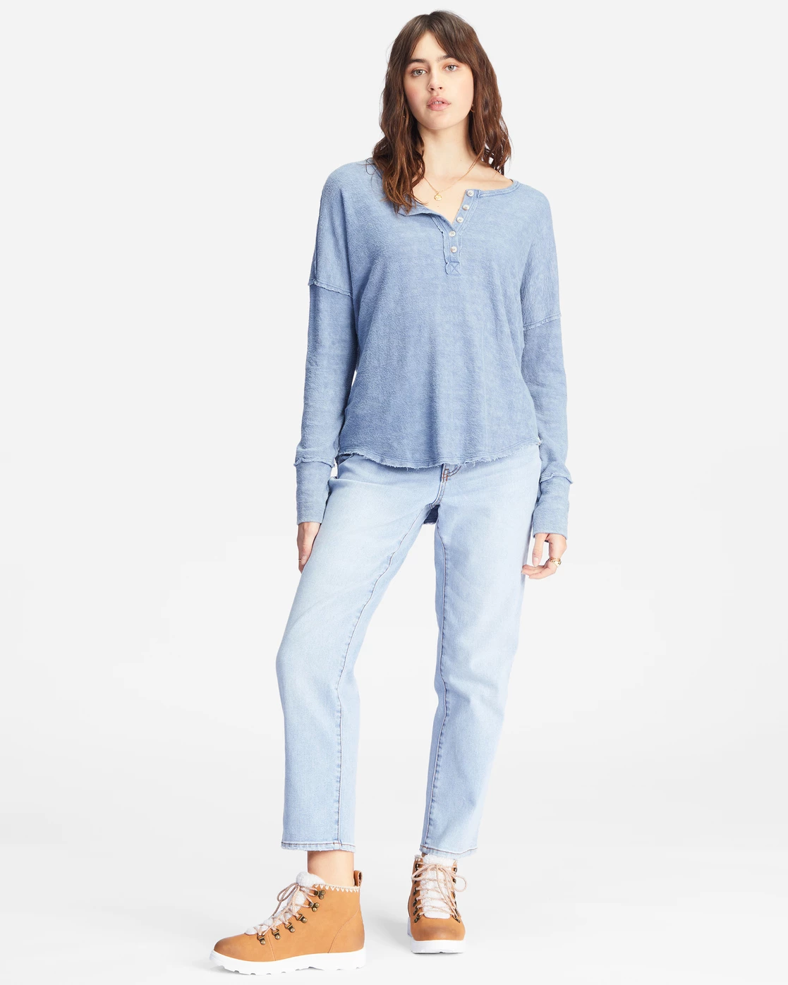 Billabong New Anyday Henley Top MEDIUM VINTAGE (bjny) 2 Billabong New Anyday Henley Top MEDIUM VINTAGE (bjny) - Image 2