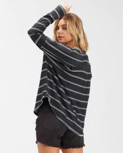 Billabong New Anyday Henley Top OFF BLACK (ofb) -billabong shop abjkt00307 billabongw ofb bck1 2