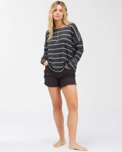Billabong New Anyday Henley Top OFF BLACK (ofb) -billabong shop abjkt00307 billabongw ofb frt9 5