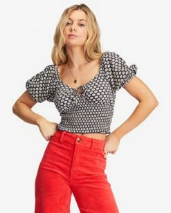 Billabong Sweet Sunset Printed Knit Top OFF BLACK (ofb) -billabong shop abjkt00309 billabongw ofb frt1 1