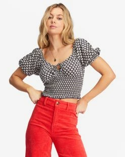 Billabong Sweet Sunset Printed Knit Top OFF BLACK (ofb)