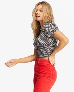 Billabong Sweet Sunset Printed Knit Top OFF BLACK (ofb) -billabong shop abjkt00309 billabongw ofb sd1 1