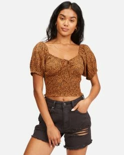 Billabong Sweet Sunset Printed Knit Top TOFFEE (tof)