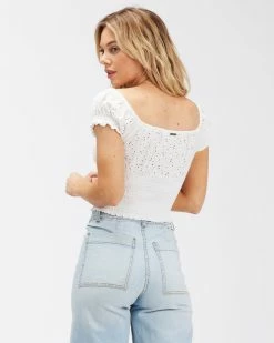 Billabong Spring Air Puff Sleeves Top SALT CRYSTAL (scs) -billabong shop abjkt00313 billabongw scs bck1