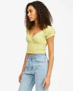 Billabong Spring Air Short Sleeve Knit Top LIME (lim) -billabong shop abjkt00332 billabongw lim sd1