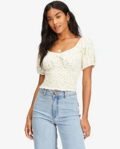 Billabong Get Along Puff Sleeve Top SALT CRYSTAL (scs) -billabong shop abjkt00384 billabongw scs frt1 1