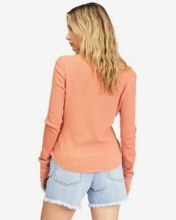 Billabong My Henley Long Sleeve Knit Top TERRACOTTA (tca) 8 Billabong My Henley Long Sleeve Knit Top TERRACOTTA (tca) -billabong shop abjkt00387 billabongw tca bck1