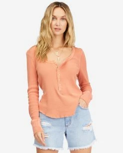 Billabong My Henley Long Sleeve Knit Top TERRACOTTA (tca) 10 Billabong My Henley Long Sleeve Knit Top TERRACOTTA (tca) -billabong shop abjkt00387 billabongw tca frt1 1