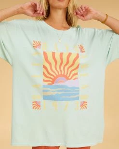 Billabong Salty Blonde Easy Shores Oversized T-Shirt PRETTY PALMS (gdm0) -billabong shop abjkt00406 billabongw gdm0 dtl1