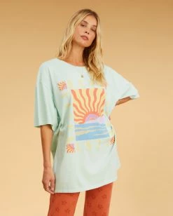Billabong Salty Blonde Easy Shores Oversized T-Shirt PRETTY PALMS (gdm0) -billabong shop abjkt00406 billabongw gdm0 frt1 1