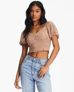 Billabong It's Love Fitted Knit Top TAN (ckl0)