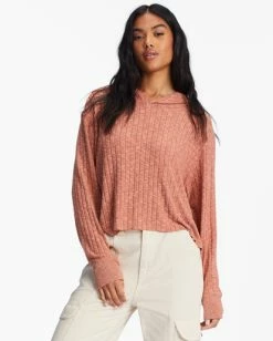 Billabong Cozy Falls Hooded Long Sleeve Top SWEET CHOCOLATE (cnn0) -billabong shop abjkt00420 billabongw cnn0 frt1 1