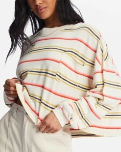 Billabong Beach Boyfriend Boxy Long Sleeve T-Shirt ANTIQUE WHITE (anw) -billabong shop abjkt00426 billabongw anw dtl1 1