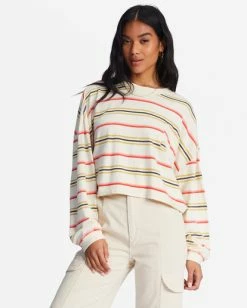 Billabong Beach Boyfriend Boxy Long Sleeve T-Shirt ANTIQUE WHITE (anw) -billabong shop abjkt00426 billabongw anw frt1 1