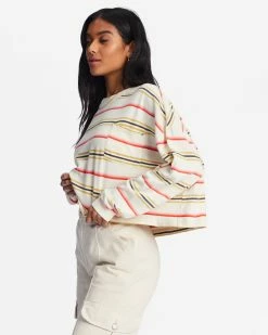 Billabong Beach Boyfriend Boxy Long Sleeve T-Shirt ANTIQUE WHITE (anw) -billabong shop abjkt00426 billabongw anw sd1