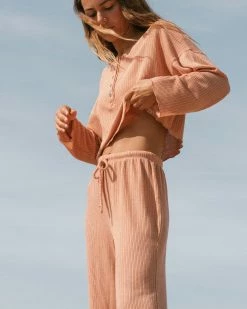 Billabong Come Again Cozy Lounge Top WASHED BRICK (cklw)