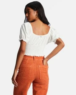 Billabong Love Song Puff Sleeve Top SALT CRYSTAL (scs) -billabong shop abjkt00441 billabongw scs bck1
