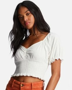 Billabong Love Song Puff Sleeve Top SALT CRYSTAL (scs) -billabong shop abjkt00441 billabongw scs dtl1