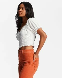 Billabong Love Song Puff Sleeve Top SALT CRYSTAL (scs) -billabong shop abjkt00441 billabongw scs sd1