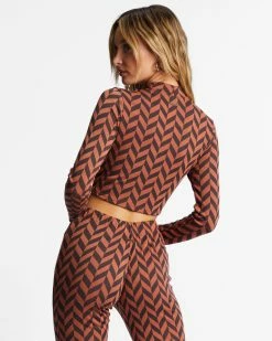 Billabong New Heights Long Sleeve Mock Neck Top BRICK (brk) -billabong shop abjkt00444 billabongw brk bck1