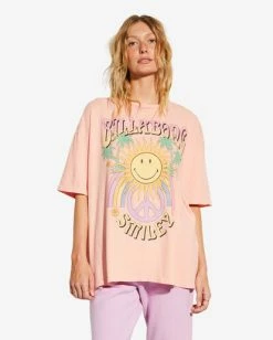 Billabong X Smiley True Boy Oversized T-Shirt PEACH KISS (pek) -billabong shop abjkt00455 billabongw pek frt1 1
