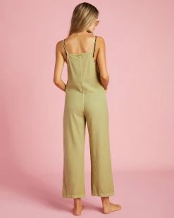 Billabong Beach Cruiser Wide-Leg Overalls AVOCADO (avo) -billabong shop abjnp00234 billabongw avo bck1