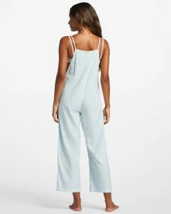 Billabong Beach Cruiser Wide-Leg Overalls LIGHT CHAMBRAY (bfw0) -billabong shop abjnp00234 billabongw bfw0 bck1