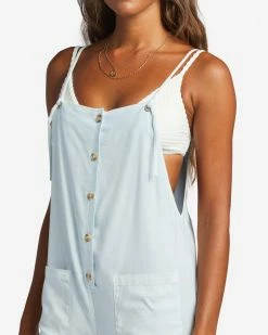 Billabong Beach Cruiser Wide-Leg Overalls LIGHT CHAMBRAY (bfw0) -billabong shop abjnp00234 billabongw bfw0 dtl1