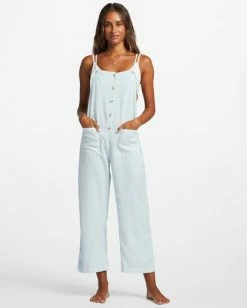 Billabong Beach Cruiser Wide-Leg Overalls LIGHT CHAMBRAY (bfw0) -billabong shop abjnp00234 billabongw bfw0 frt1 1