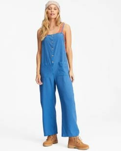 Billabong Beach Cruiser Wide-Leg Overalls INDIGO LOVE (bng0) -billabong shop abjnp00234 billabongw bng0 frt1 1
